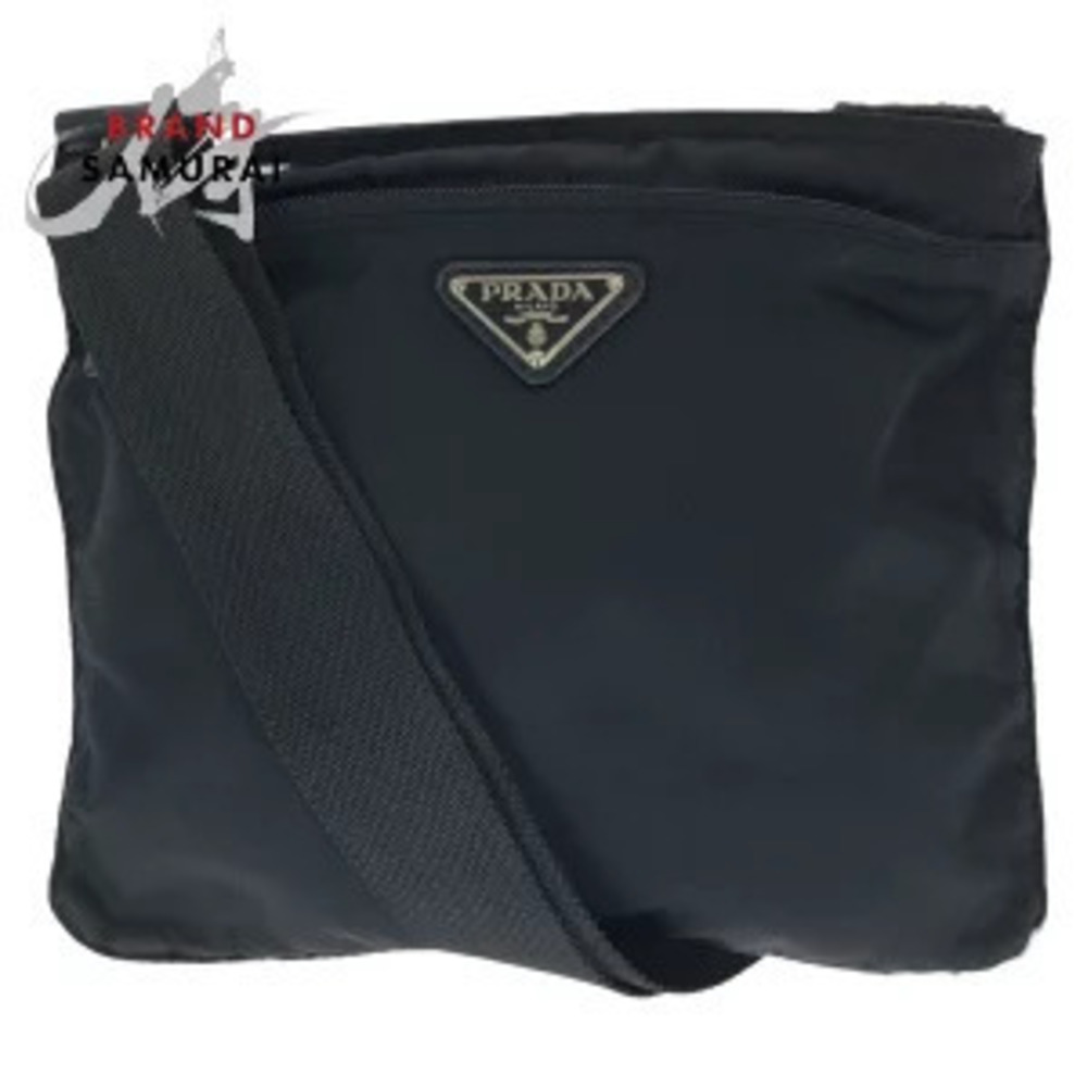 Prada Tessuto triangular plate black shoulder bag